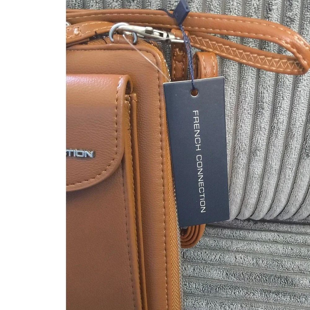 NWT French Connection Athena Phone Crossbody in Cognac